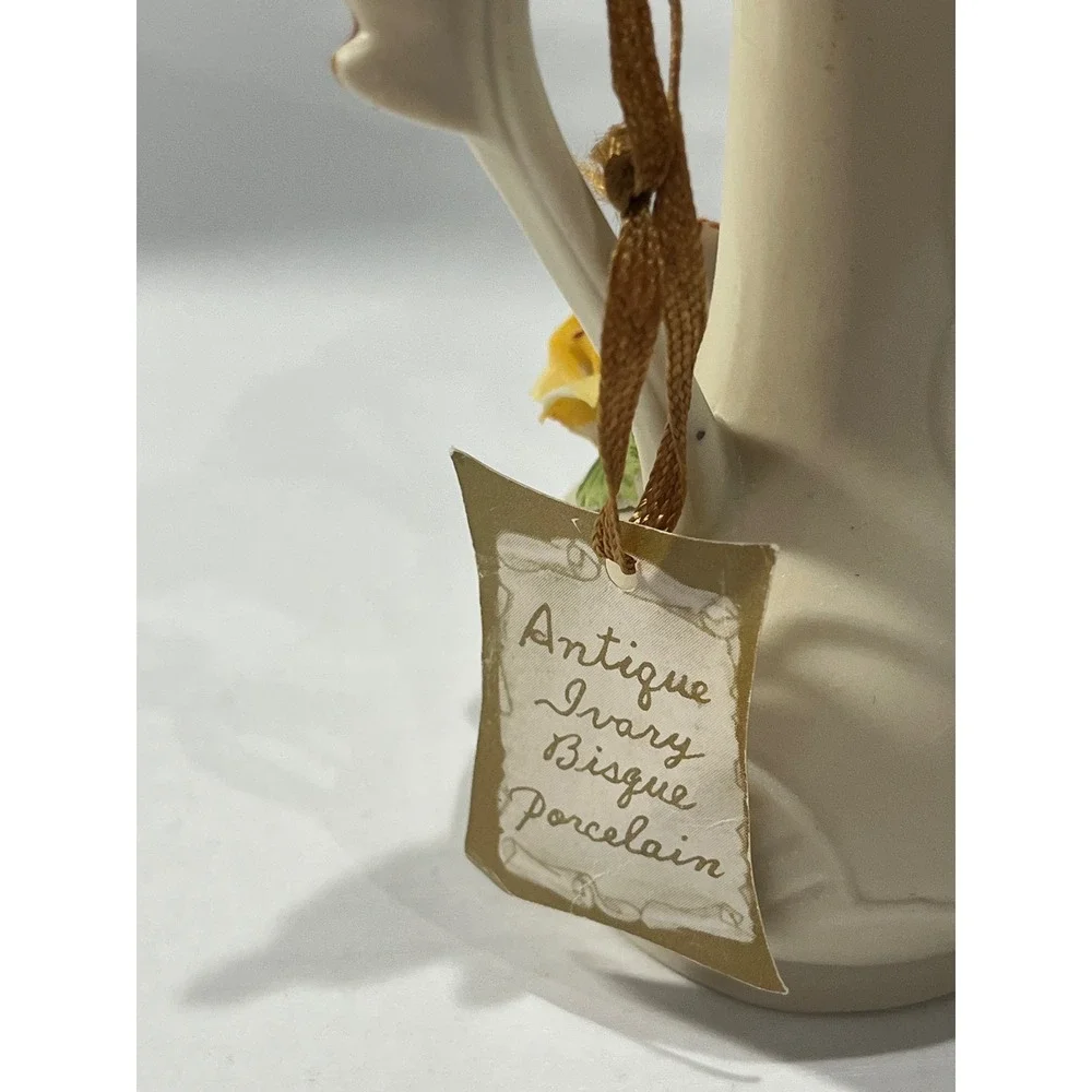 Vintage Lenox Bud Vase and Arnart Miniature Porcelain Pitcher Set Ivory Floral